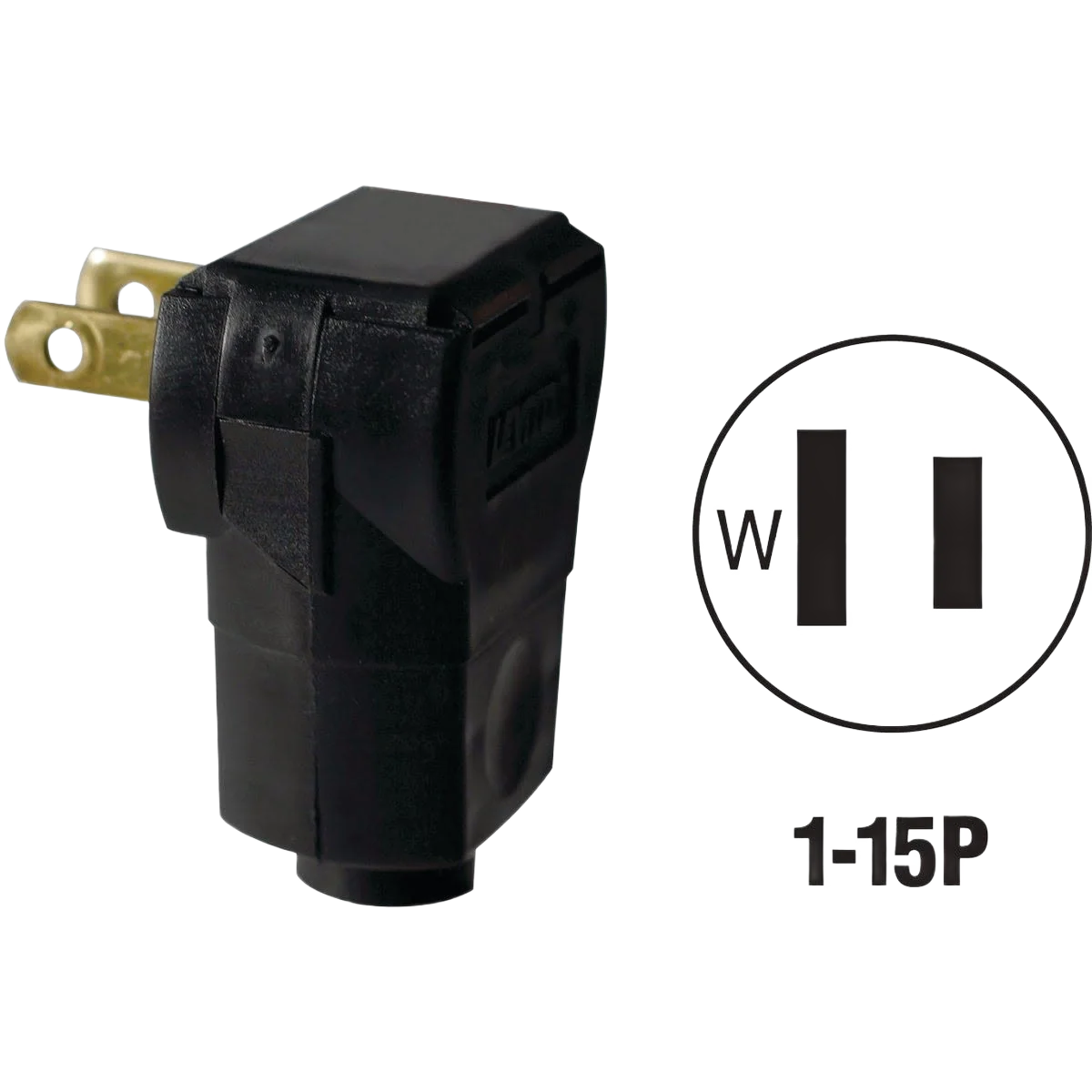 Official Leviton Black 15 Amp 2-Wire 2-Pole Angle Cord Plug Contemporary