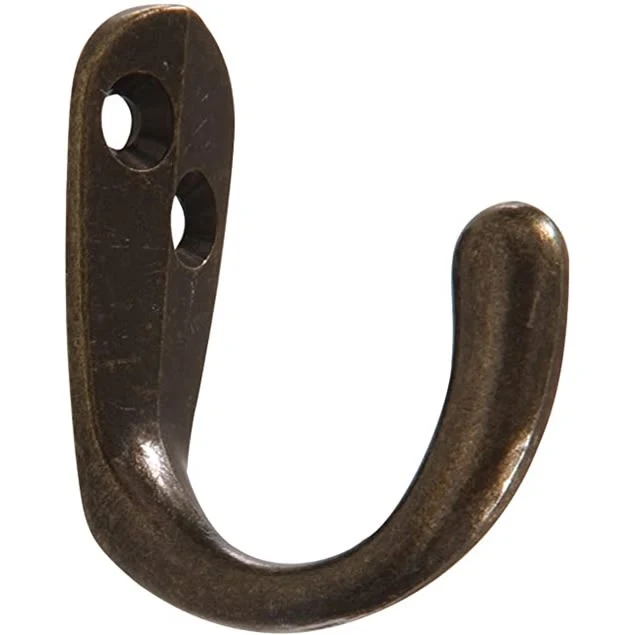 Proven Hillman Clothes Hook- Antique Brass Smooth