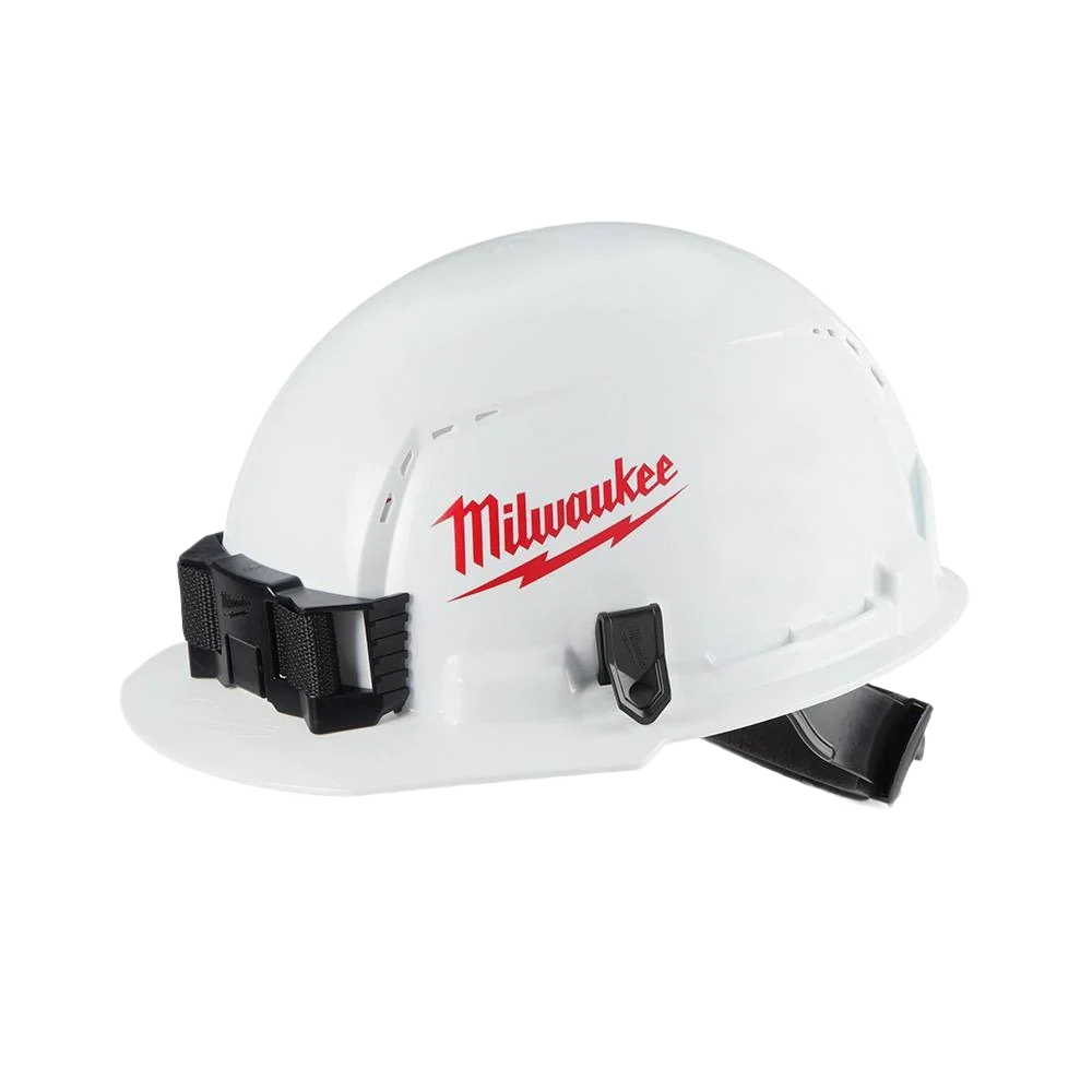 Organic Milwaukee BOLT™ White Front Brim Vented Hard Hat w 4-Point Ratcheting Suspension Stylish
