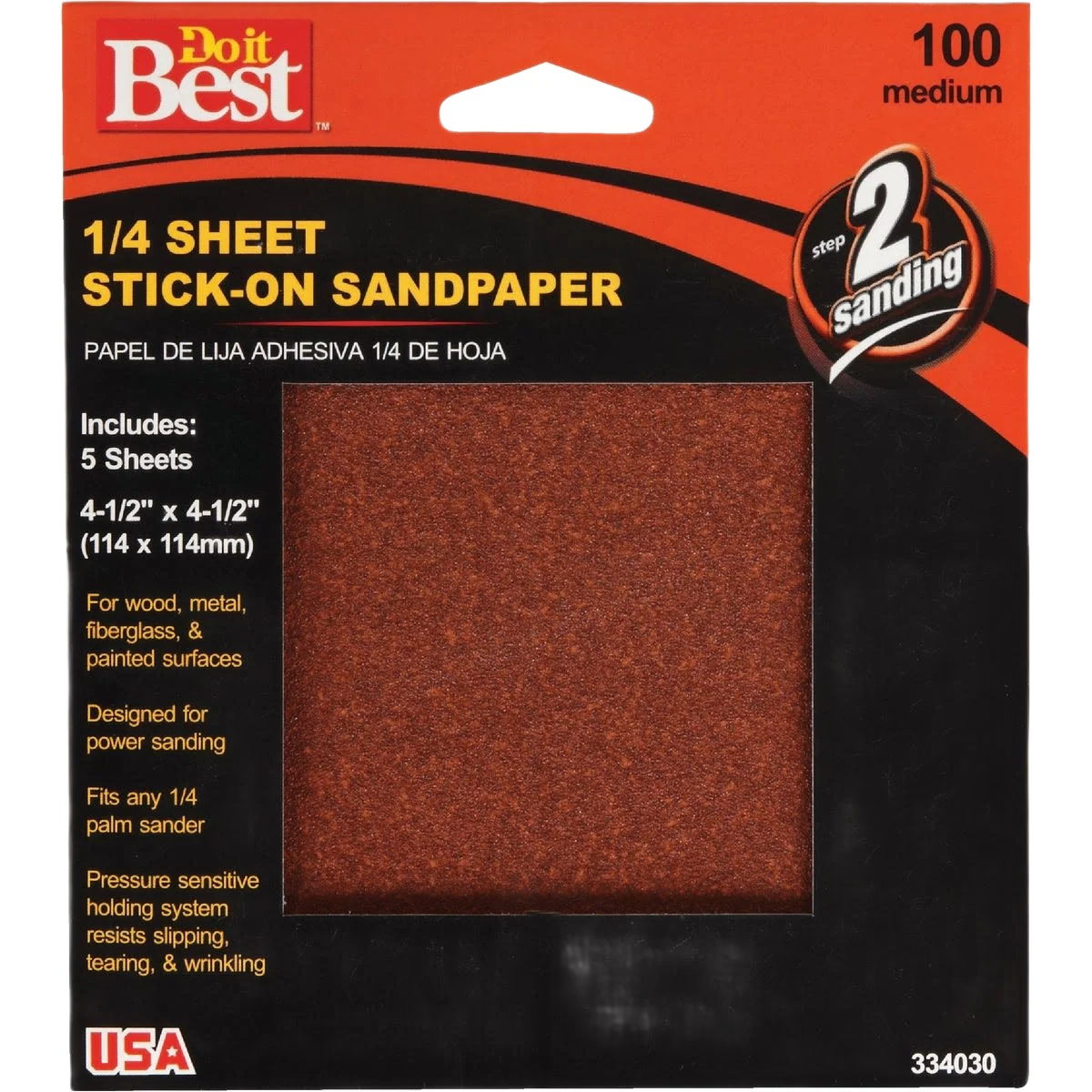 Organic Do it 1 4 Sheet 100-Grit Medium Stick-On Sandpaper 5-Pack Clean