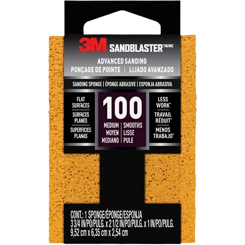 Recyclable 3M Sandblaster 100-Grit Bare Surfaces Sanding Sponge Green