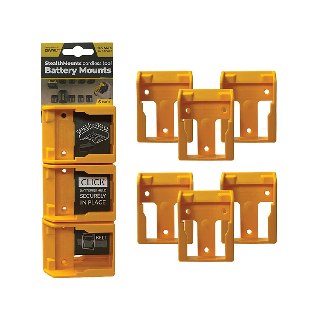 Verified DEWALT StealthMounts 20V 60V Yellow Battery Mounts 6-Pack Certified