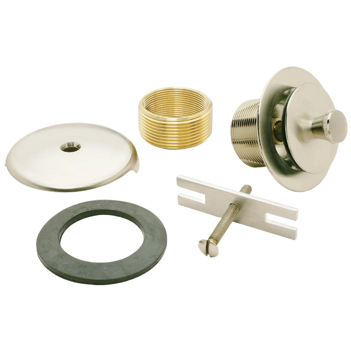 Pure Do it Brushed Nickel Roller Ball Bath Drain Trim Kit Solid