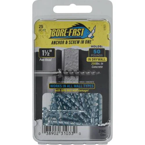 Organic Hillman 1-1 2 in. BOREFAST Phillips Pan-Head Screw Anchors 25-Pack Sustainable