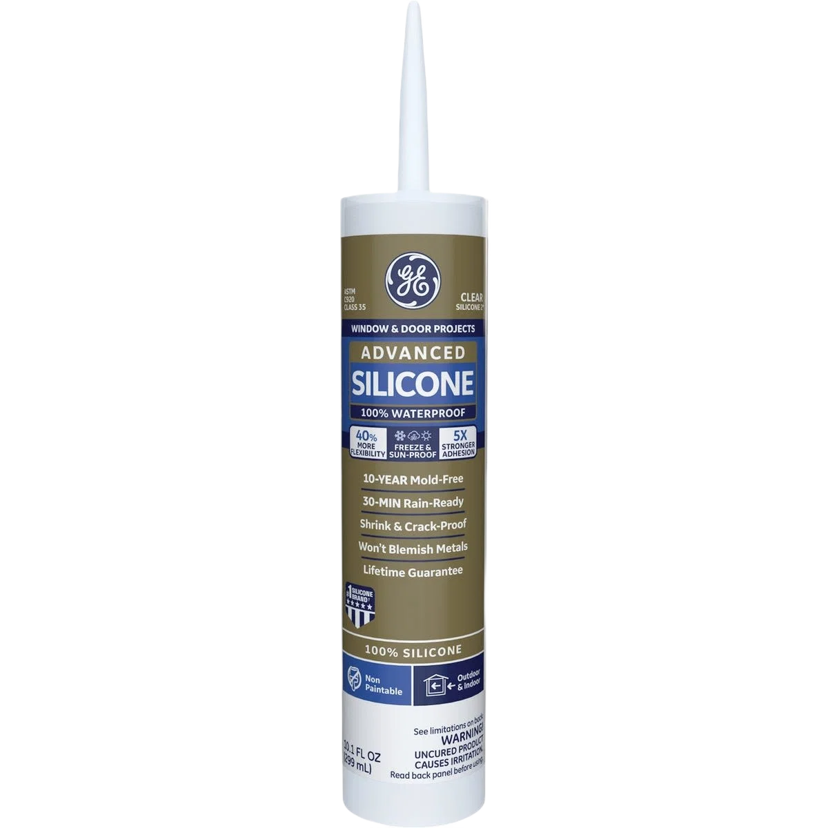 Effective GE Advanced Clear Silicone Ii Window Door Silicone Sealant 10.1 oz. Authentic