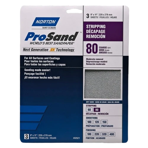 High-End Norton 80-Grit Prosand Sanding Paper 3-Pack Superior