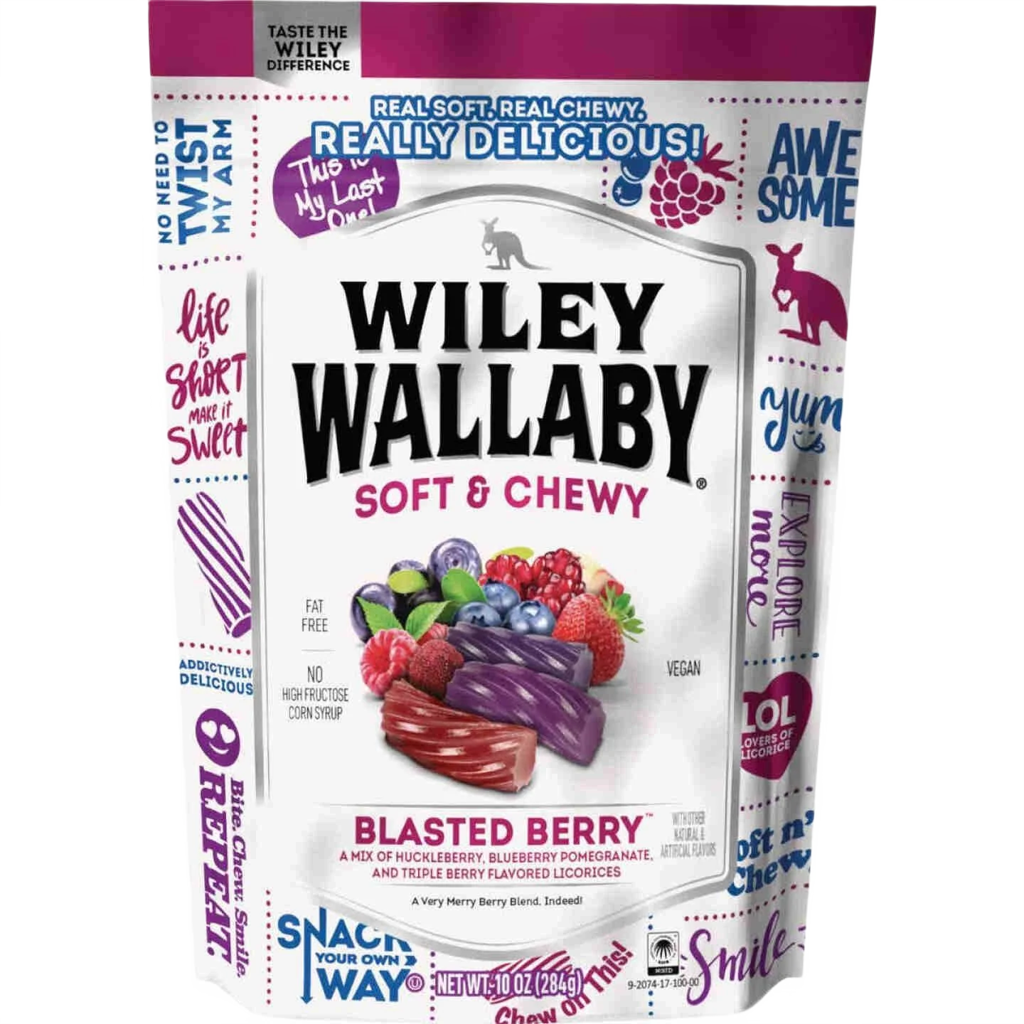 Casual Wiley Wallaby Blasted Berry Liquorice Candy 10 oz. Versatile
