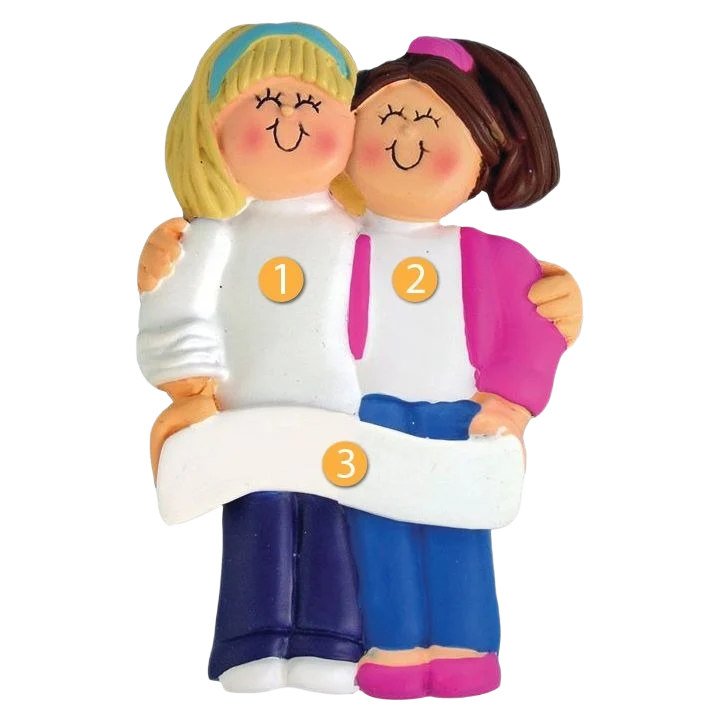 Comfortable Ornament Central Personalized Blonde Brunette Friends Sisters Ornament Classic