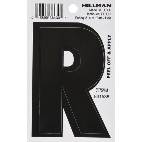 Premium Material Hillman 3 in. Black Vinyl Die Cut Sticker Letter R Proven