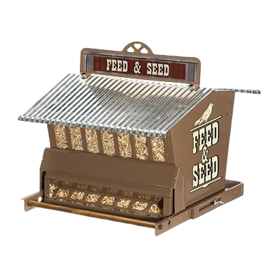 Natural WoodLink Rustic Farmhouse Feed And Seed Squirrel-Resistant Feeder Artisan
