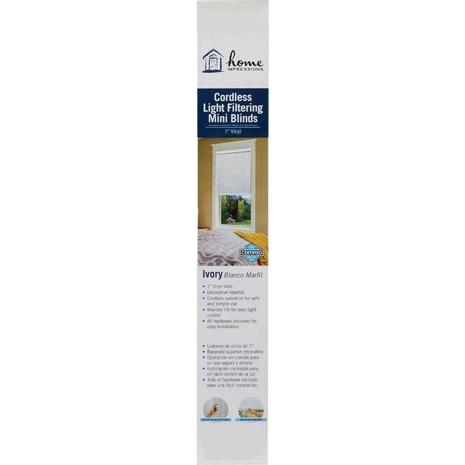Crafted Home Impressions Ivory Vinyl Cordless Mini Blind 27 x 64 x 1 Verified