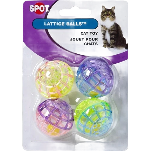 Soft Ethical Pet Spot Lattice Balls with Bell Cat Toy 4 Pack Premium