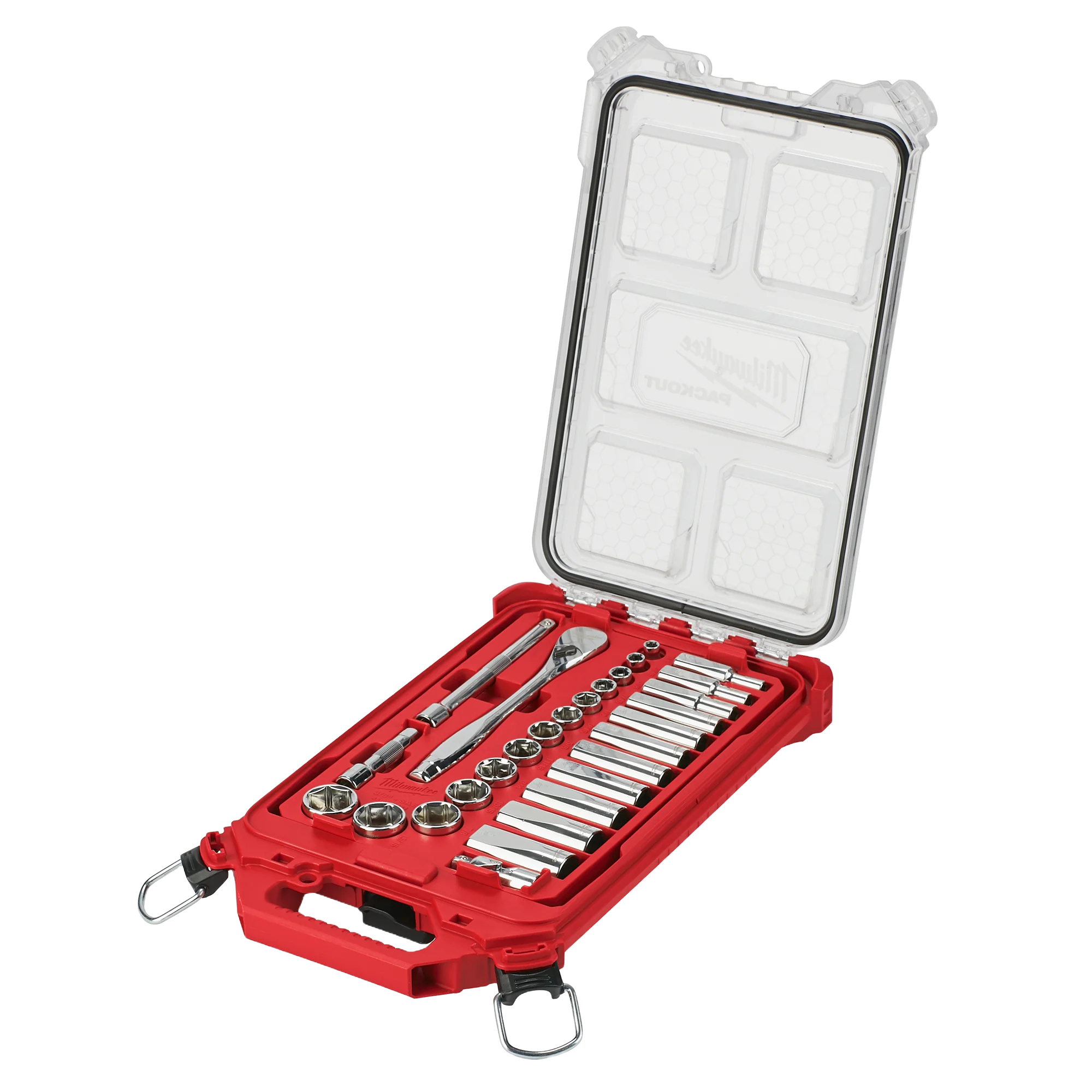 Solid Milwaukee 28-PC 3 8 Ratchet and Socket Set w PACKOUT Organizer User-Friendly