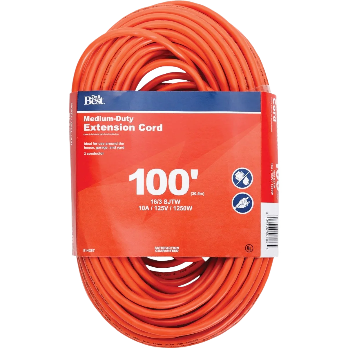 Organic Do it Orange 16 3 Outdoor Extension Cord 100 ft. Lightweight