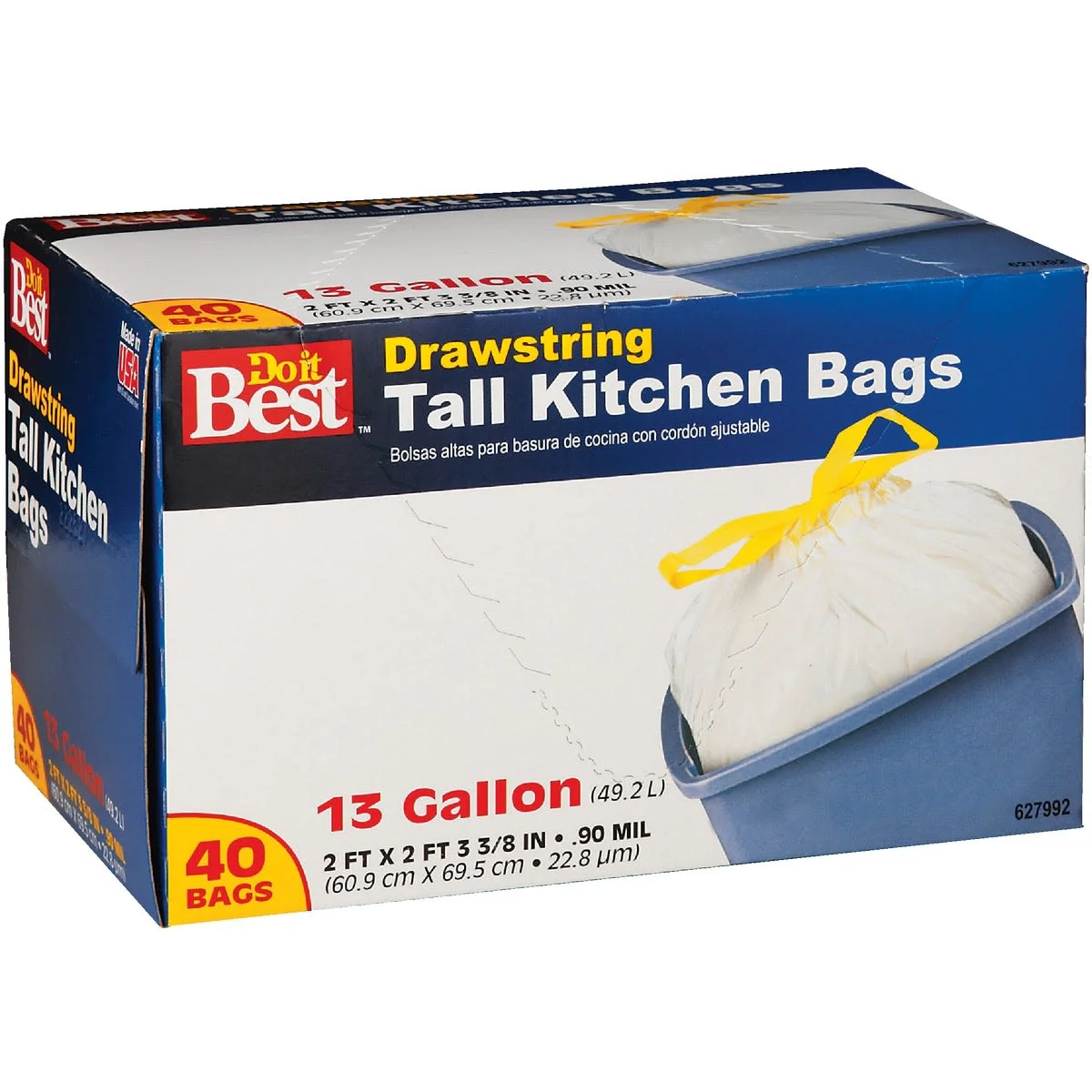 Modern Do it 13 Gallon Tall Kitchen White Drawstring Trash Bags 40-Count Carefully Designed