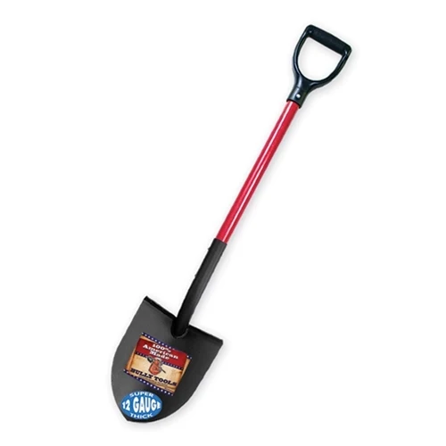 Environmentally Friendly Bully Tools 12 Gauge Round Point Shovel with Fiberglass D Grip Handle Durable