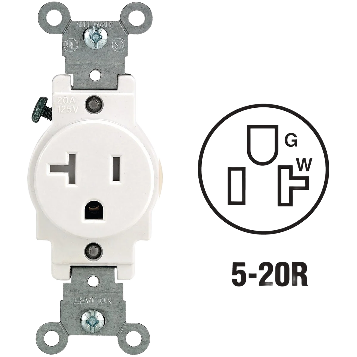 Healthy Leviton 20 Amp White Commercial Grade Tamper Resistant Single Outlet Artisan