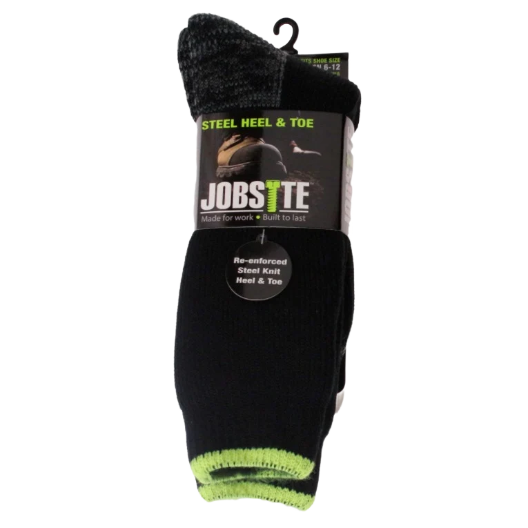 Enhanced Jobsite Steel Heel Toe Black Acrylic Thermal Boot Socks Practical