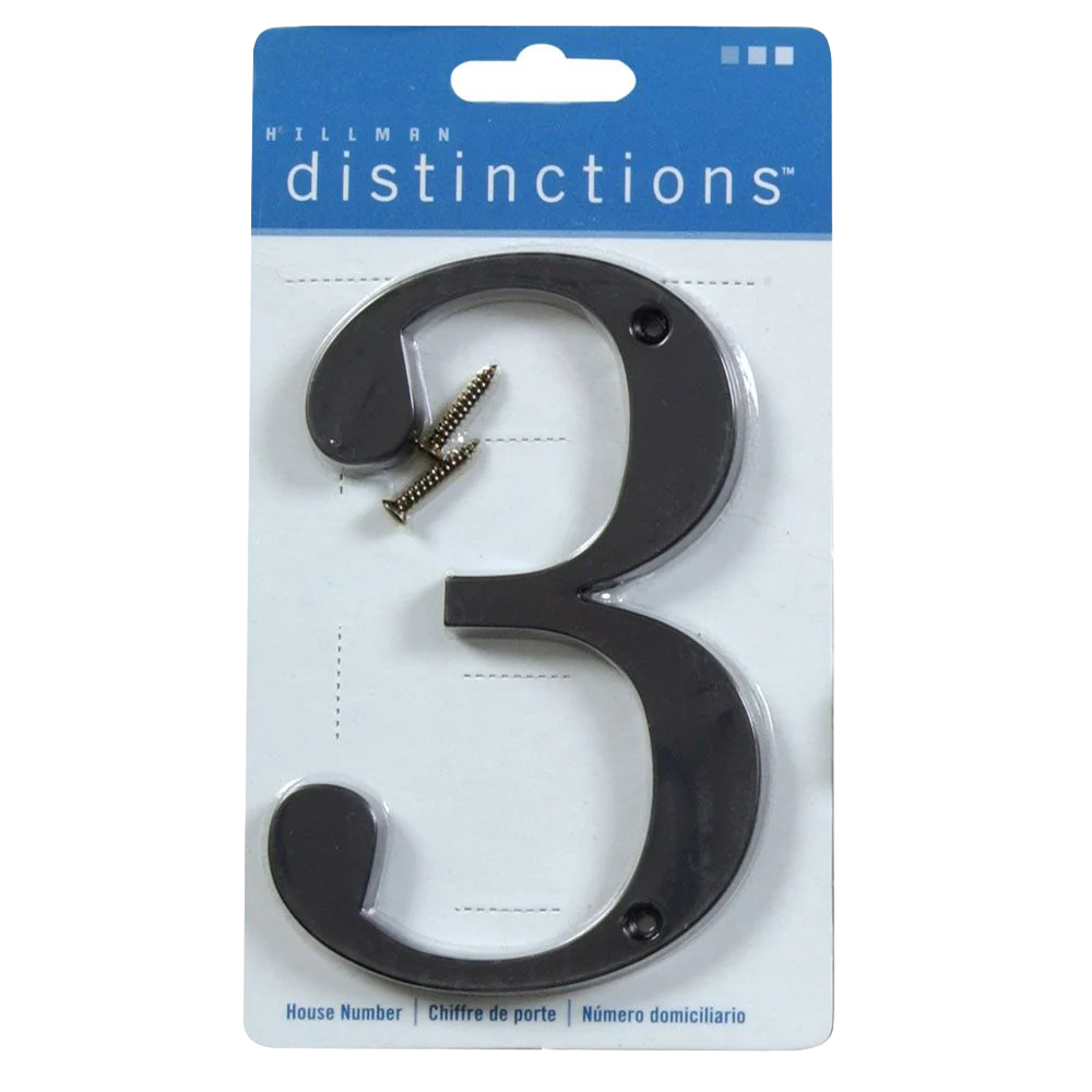 Lightweight Hillman Distinctions 4-In. Flush Mount Black House Number 3 Environmentally Friendly