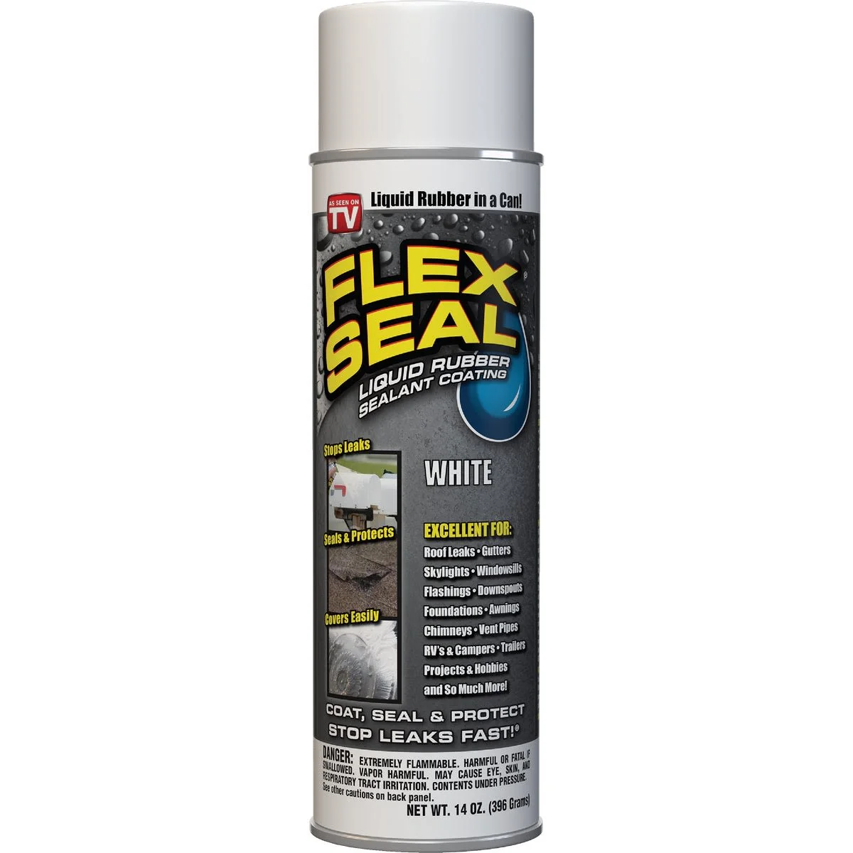 Environmentally Friendly Flex Seal White Spray Rubber Sealant 14 oz. Lightweight