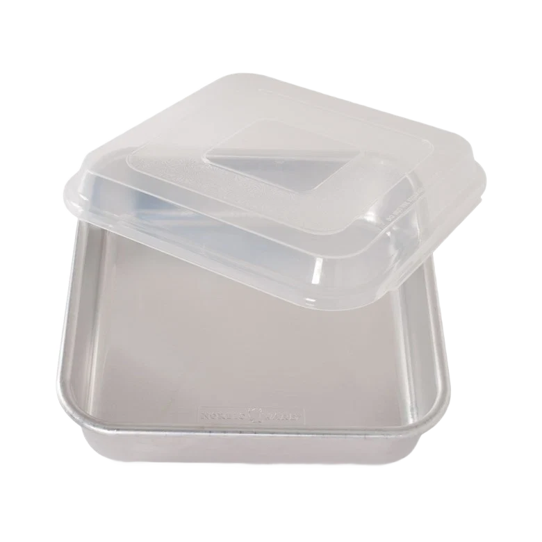 Functional Nordic Ware Square Cake Pan with Lid 9 in. Enhanced