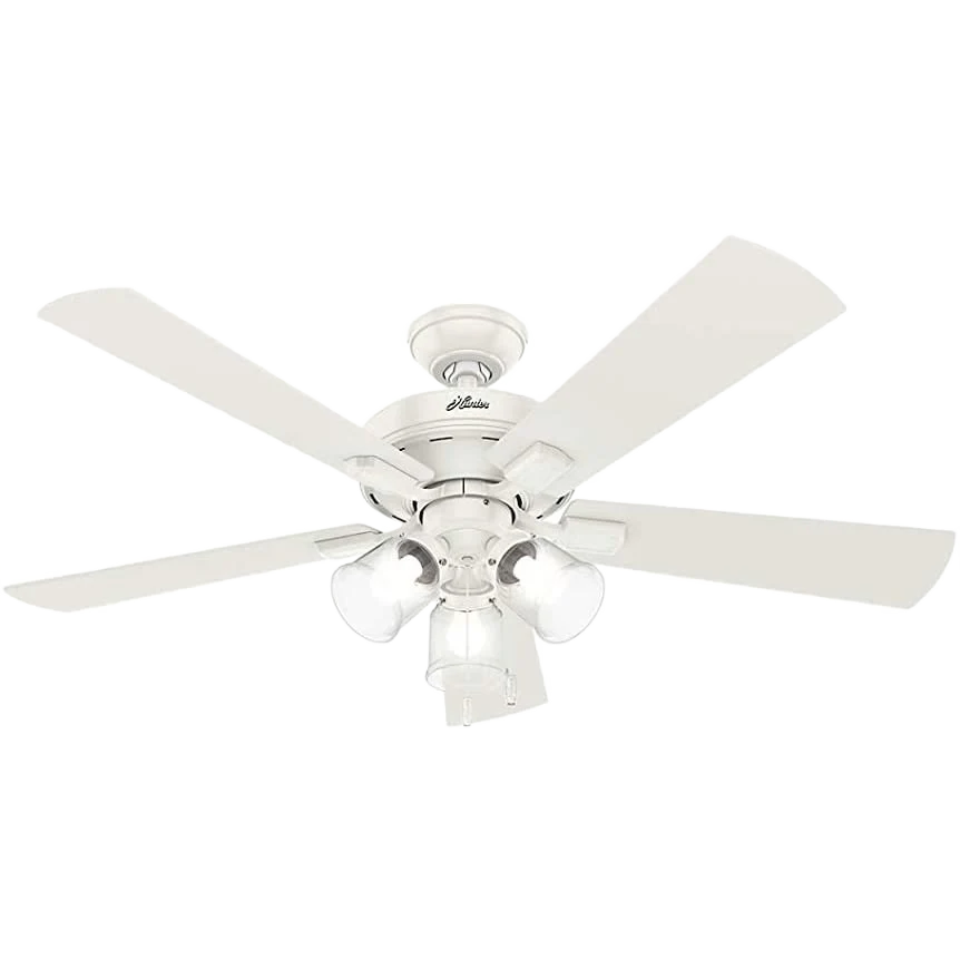 First-Class Hunter Crestfield Fresh White Ceiling Fan with 3 LED Lights 52 in. Minimalist
