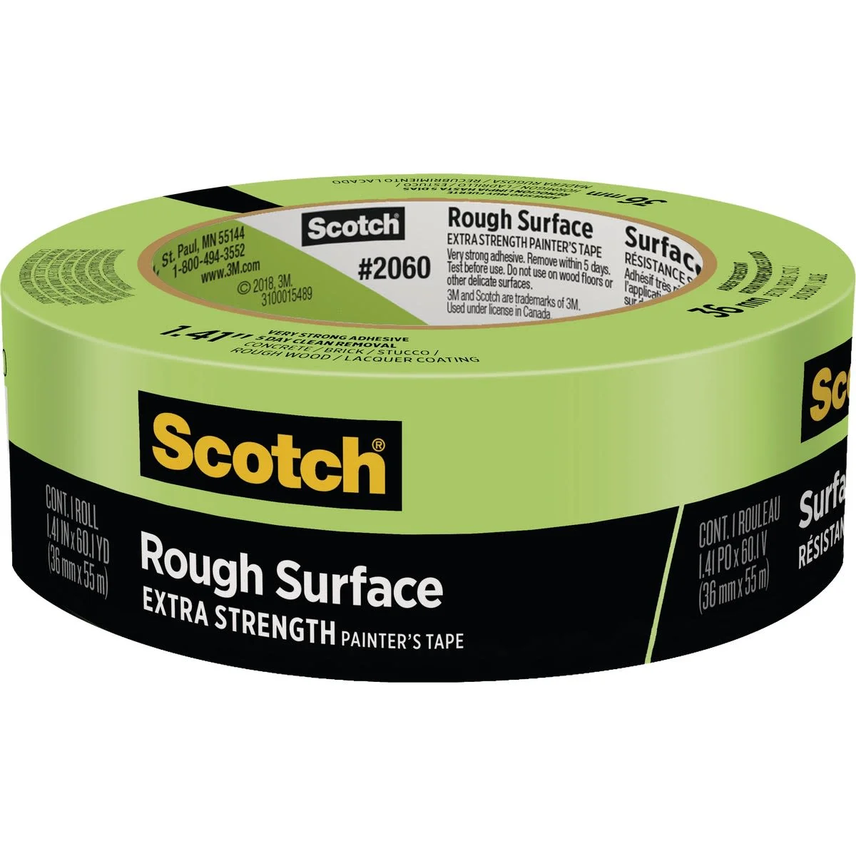 Versatile 3M Scotch Green Rough Surface Painter's Tape 1.41 in. x 60 yd. Organic