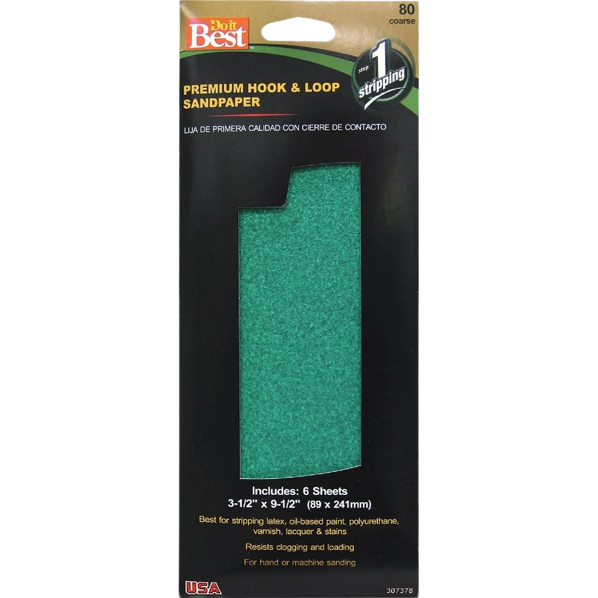 Recyclable Do it 3-1 2 x 9-1 2 80-Grit Coarse Premium Hook Loop Sandpaper 6-Pack Easy-to-Use
