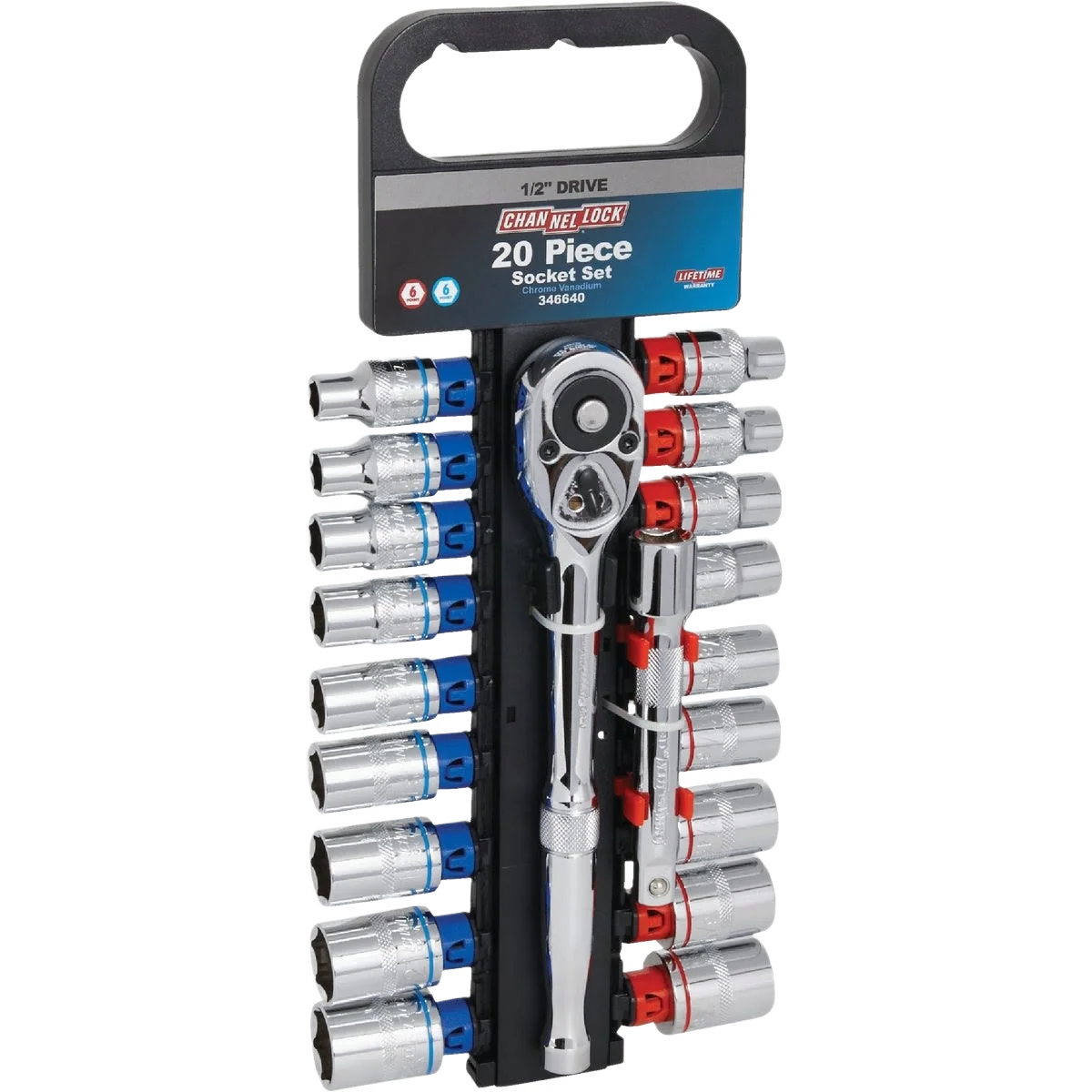 Durable Channellock 1 2 in. Drive 6-Point Shallow Ratchet Socket Set 20-Piece Clean
