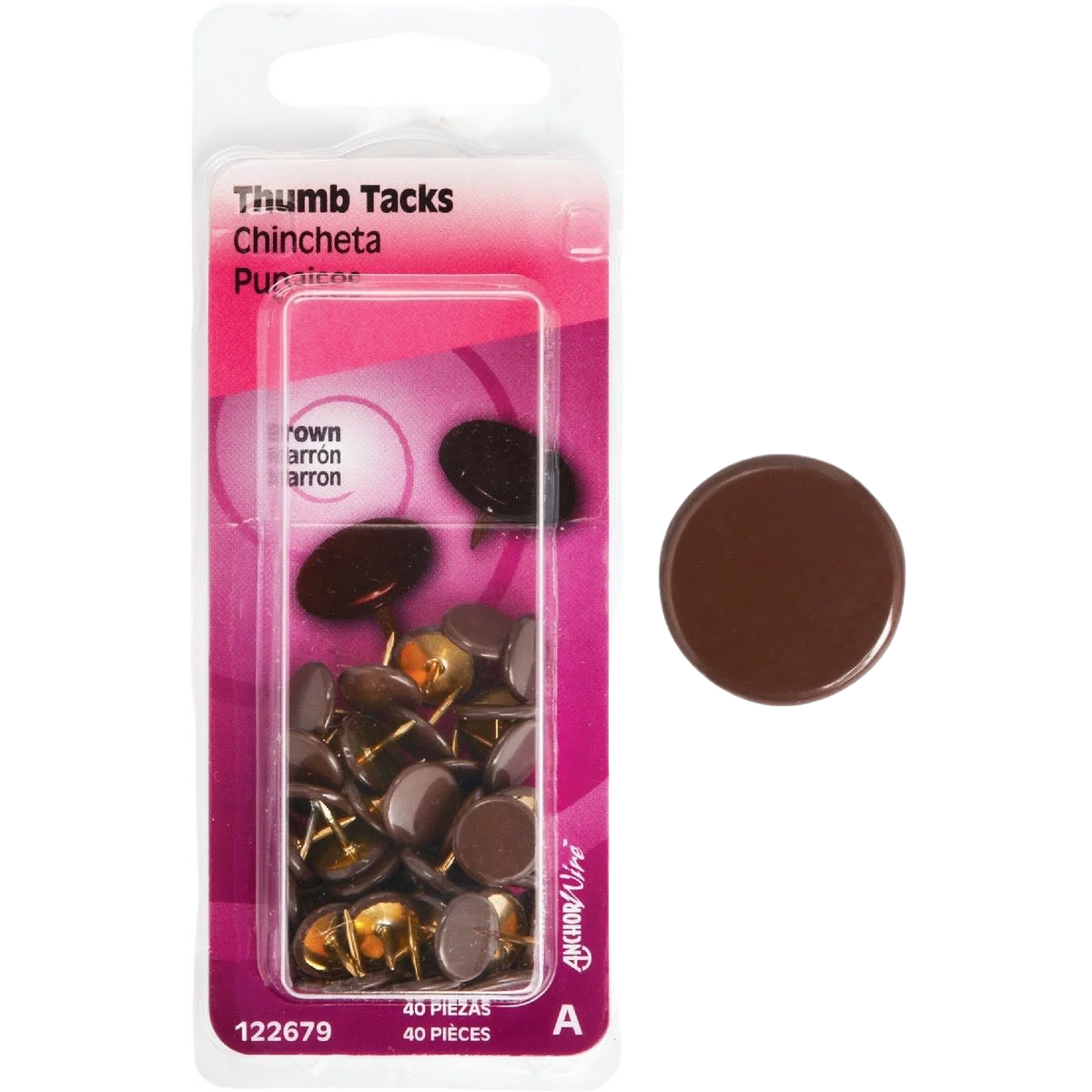Premium Hillman Brown 23 64 x 15 64 Thumb Tack 40-Count Recyclable