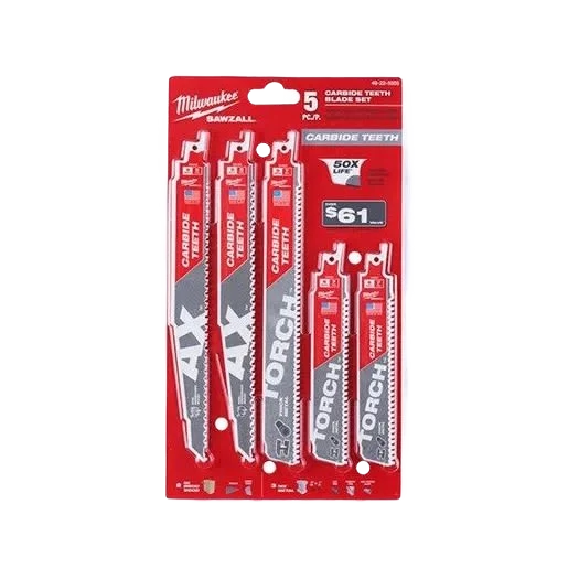 Official Milwaukee SAWZALL® Wood Metal Cutting Recip Saw Blades 5-Pack Breathable