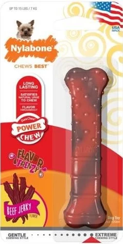 Certified Nylabone Petite Beef Jerky Power Chew Dog Bone Fine