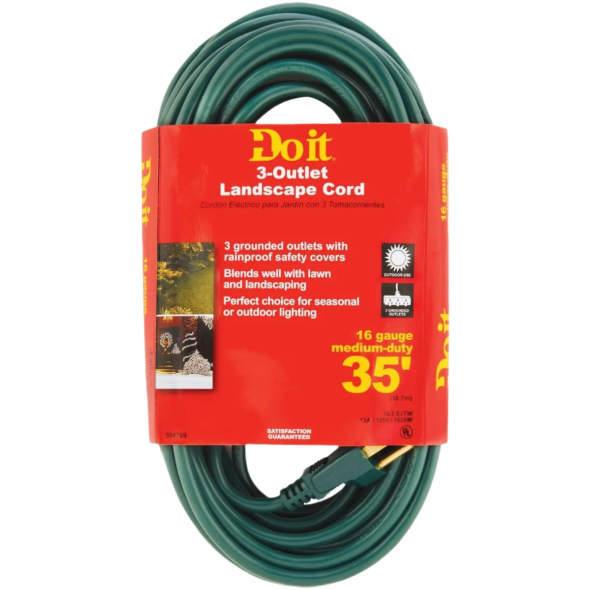 Secure Do it Green 16 3 Medium-Duty Extension Cord 35 ft. Efficient