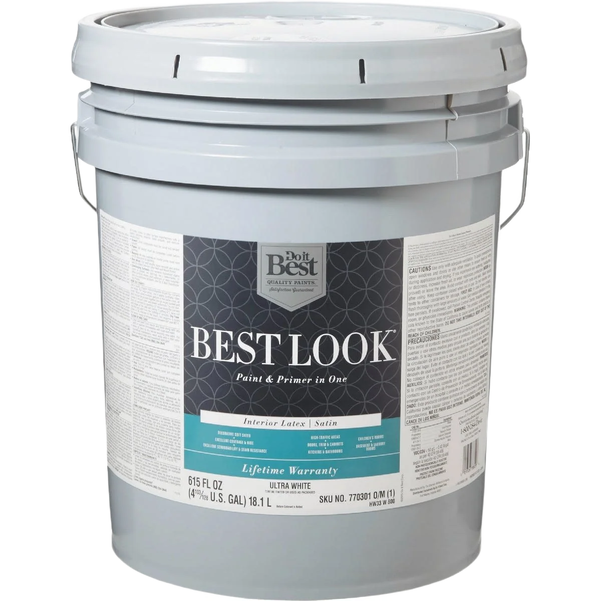 Contemporary Look Ultra White Interior Latex Satin Paint Primer In One 5 Gallon Powerful
