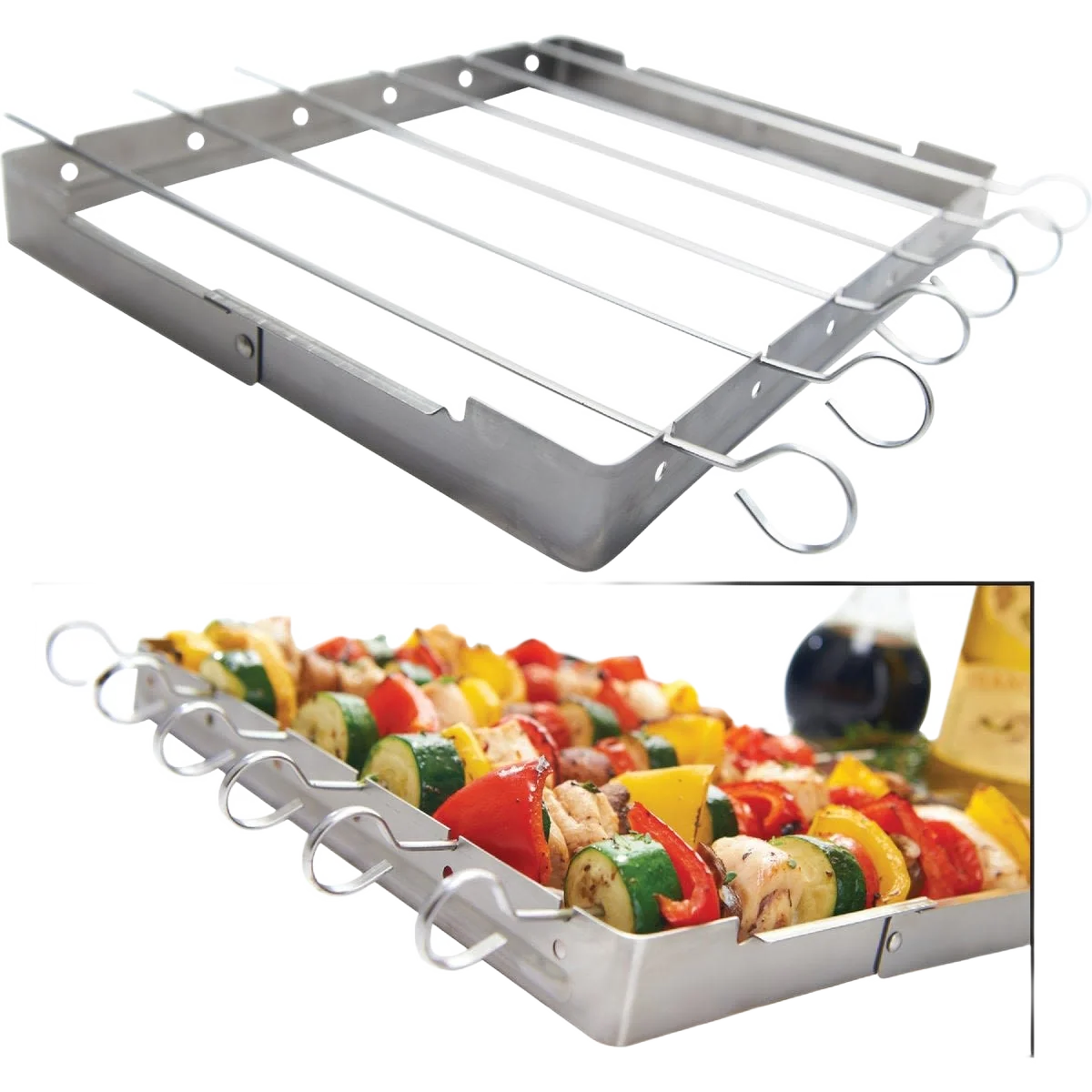 Original Design GrillPro Stainless Steel Kebab Grill Rack with Skewers Fine Crafted