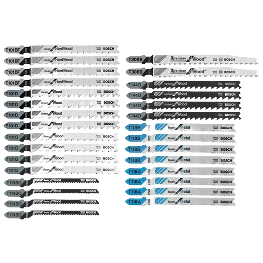 Natural Bosch Wood and Metal T-Shank Cutting Jigsaw Blade Set 30-Pack Breathable