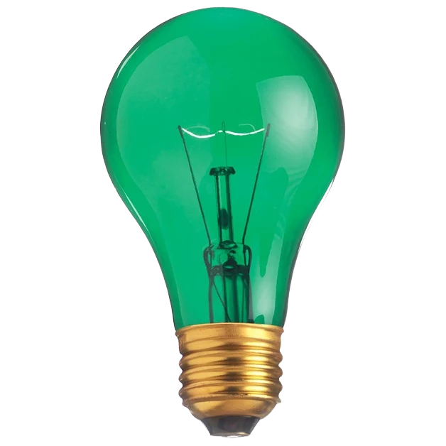 High-End Satco 25 Watt A19 Transparent Green Medium Base Light Bulb Excellent