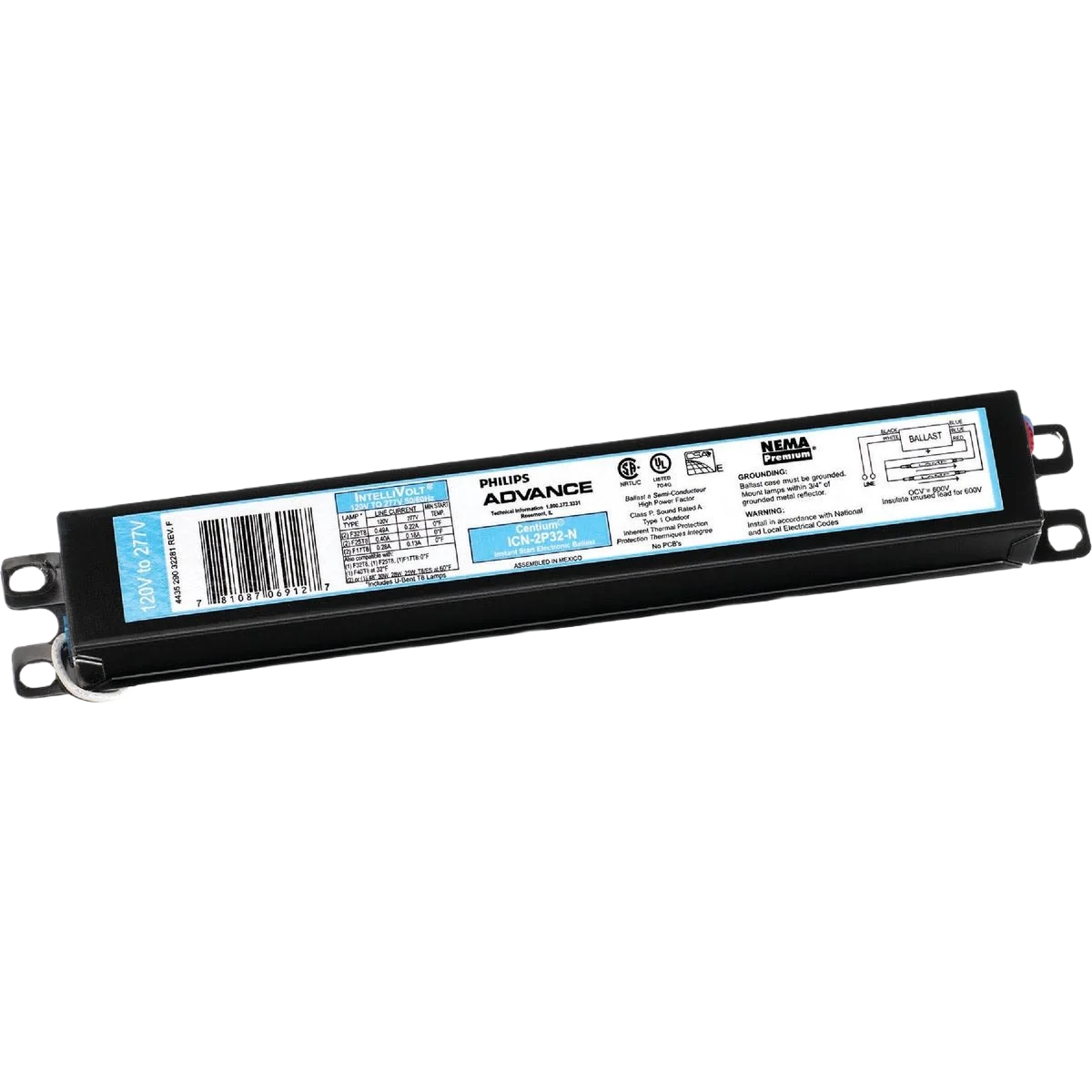 Safe Philips Advance Instant Start 32W 120V 277V 1 or 2 Lamp Electronic Ballast Convenient