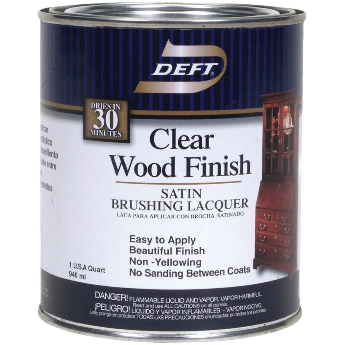 Advanced Deft Clear Wood Finish Satin Brushing Lacquer Quart Relaxed