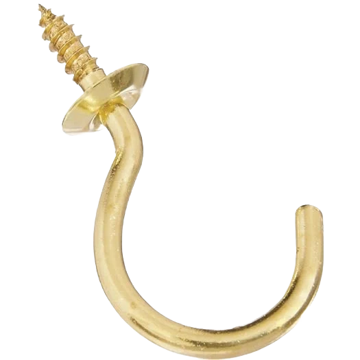Contemporary National Hardware 1-1 2 Solid Brass Series Cup Hook 2 Count Clean