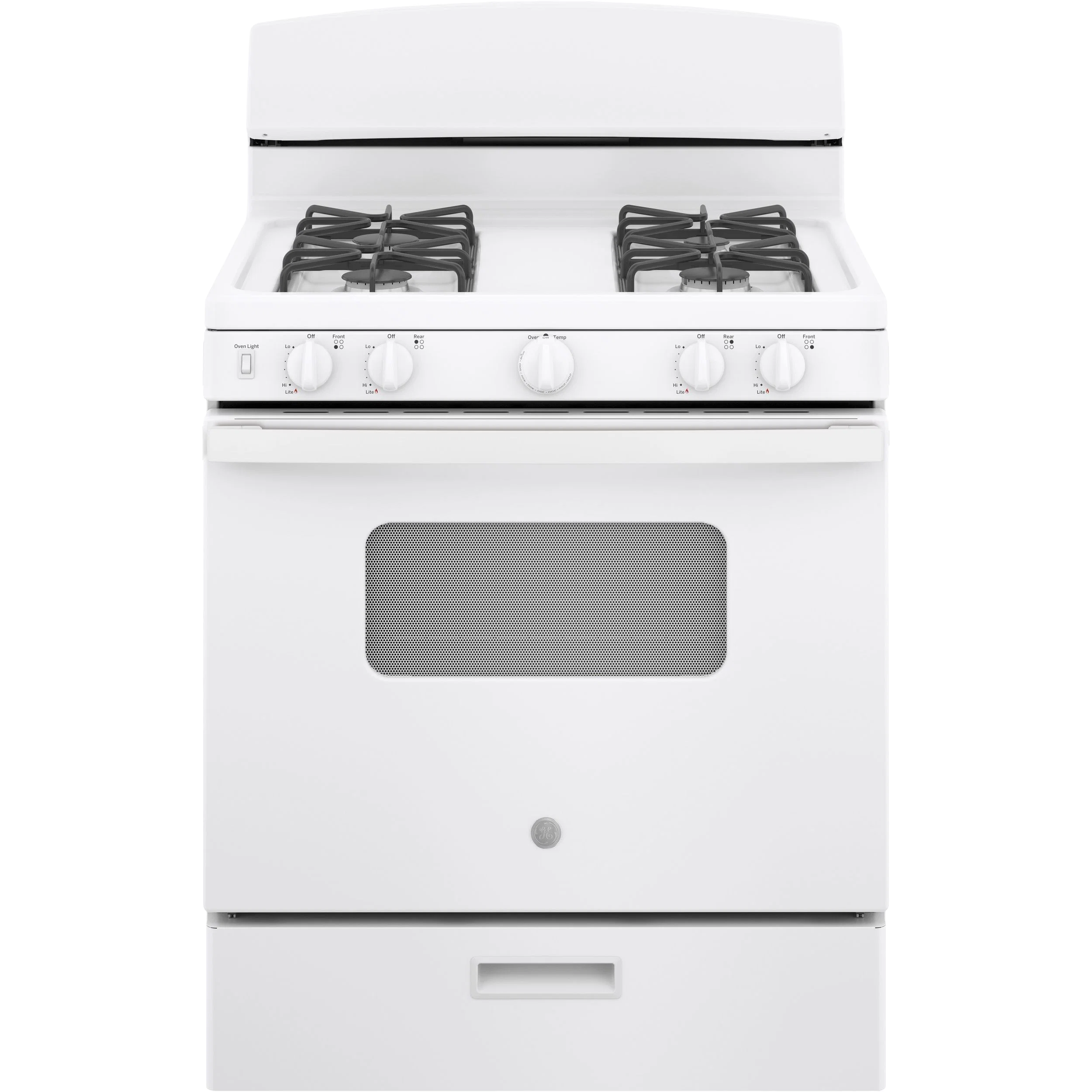 Detailed GE® 30 -Standing Front Control Gas Range Pure