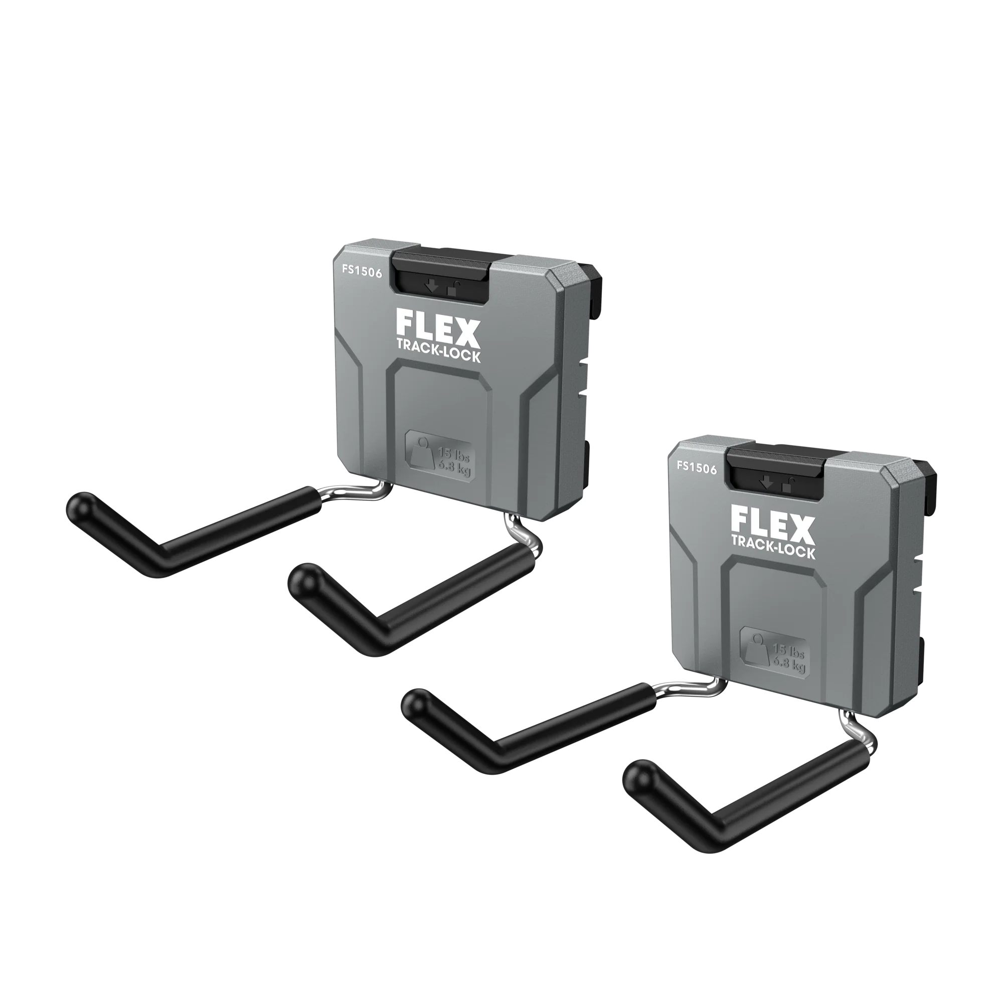 Fast FLEX TRACK LOCK™ Dual Straight Hook 2 Pack Traditional