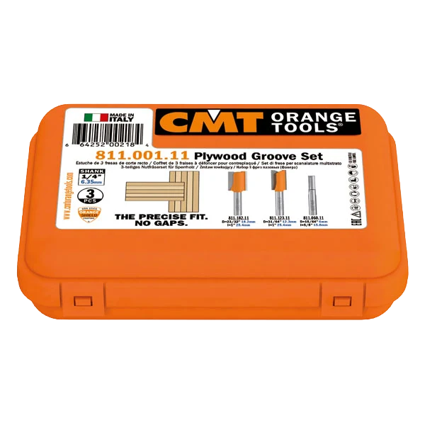 Enhanced CMT Orange Tools 15 64 - 31 64 - 23 32 3-Piece Plywood Groove Set 1 2 Shank Reusable