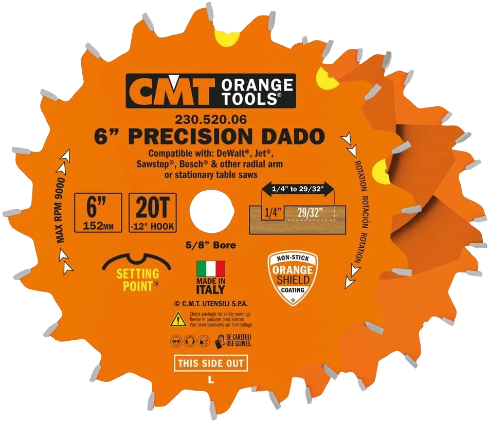 Functional CMT Orange Tools 6 20T Precision Dado Blade Set Excellent