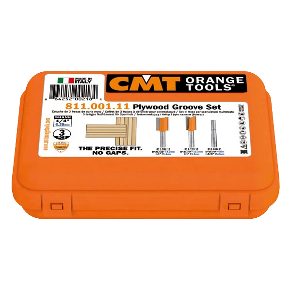 Recyclable CMT Orange Tools 15 64 - 31 64 - 23 32 3-Piece Plywood Groove Set 1 4 Shank Lightweight
