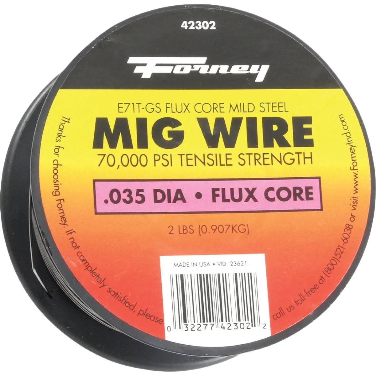 Comfortable Forney Flux Core Mild Steel Mig Wire 0.035 In. 2 Lb Long-Lasting