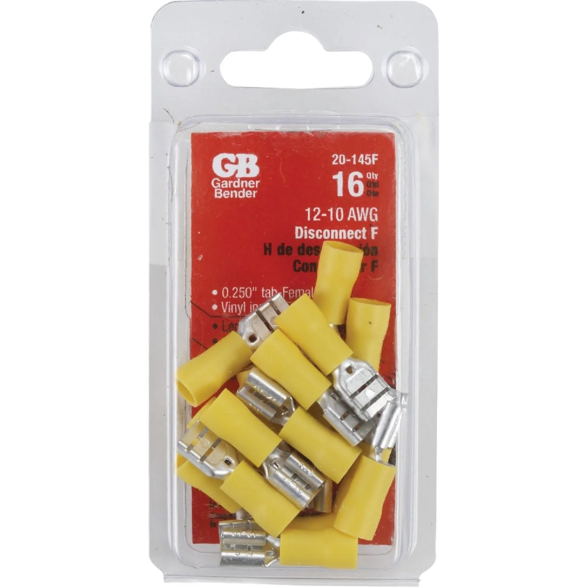 Healthy Gardner Bender 12 to 10 AWG Yellow Vinyl-Insulated Barrel Female Disconnect 16-Pack Official