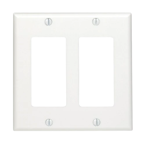Detailed Leviton Decora 2-Gang White Smooth Plastic Rocker Decorator Wall Plate Unique