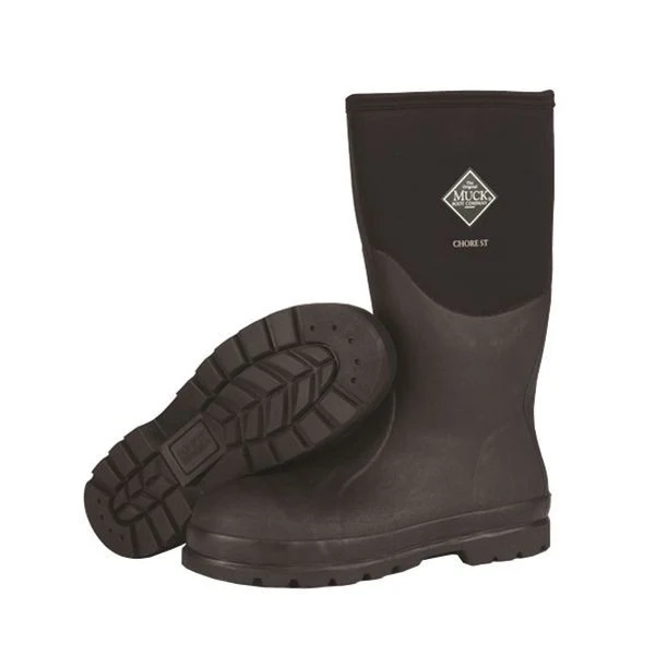 Expertly Made Muck Men's Black Chore Steel Toe Boots Size 11 Relaxed