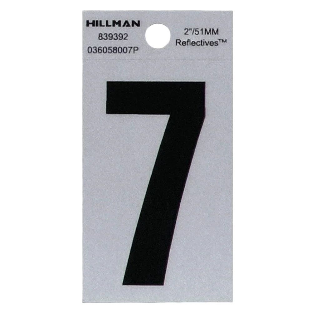 World-Class Hillman 2-In. Adhesive Black Silver House Number 7 Prestigious